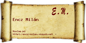 Encz Milán névjegykártya
